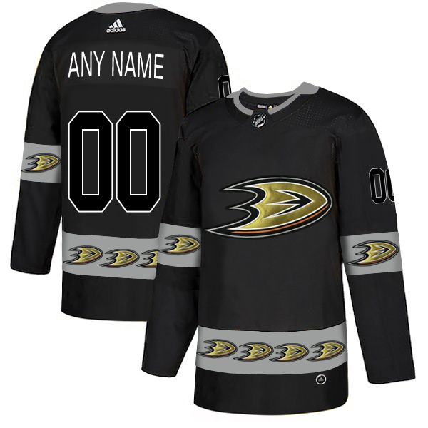 Men Anaheim Ducks 00 Any name Black Custom Adidas Fashion NHL Jersey